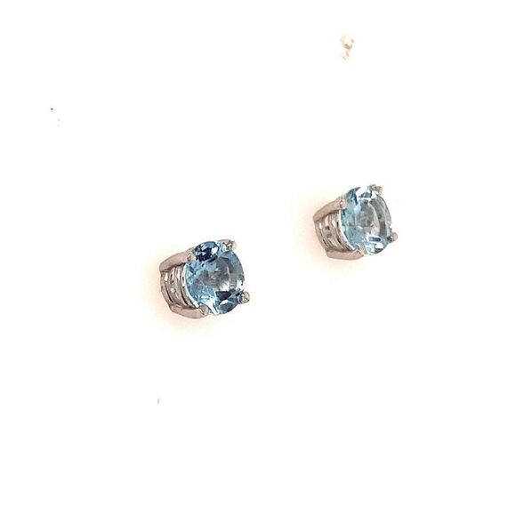 Natural Aquamarine Stud Earrings 14k White Gold 1.0 CTW Certified $590 111539 - Picture 6 of 11